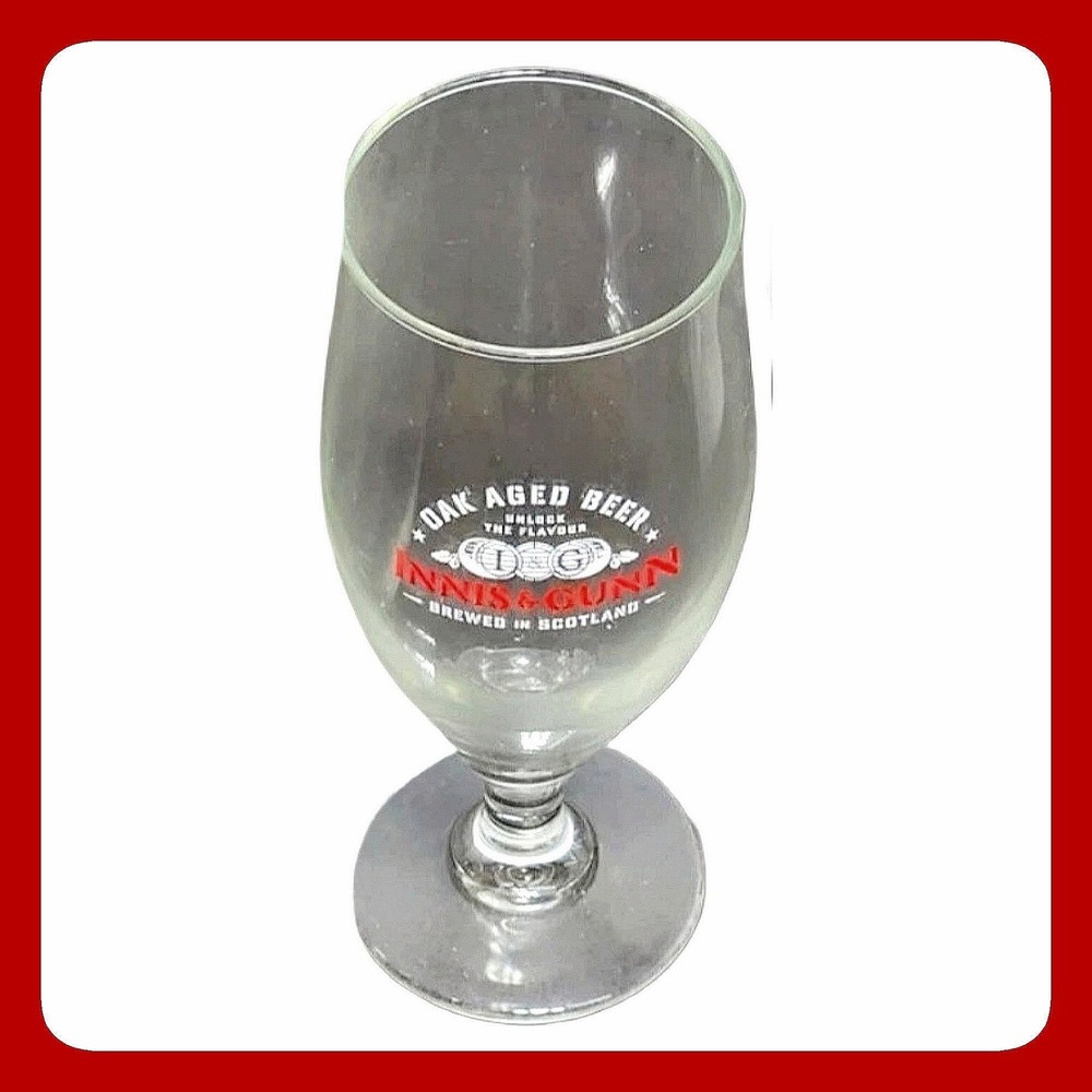 Innis & Gunn Oak Aged Beer Tulip Glass Stemmed Brewed Scotland Logo Barware